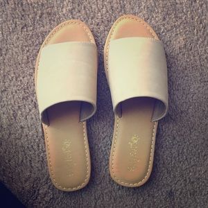 Tan slide sandals
